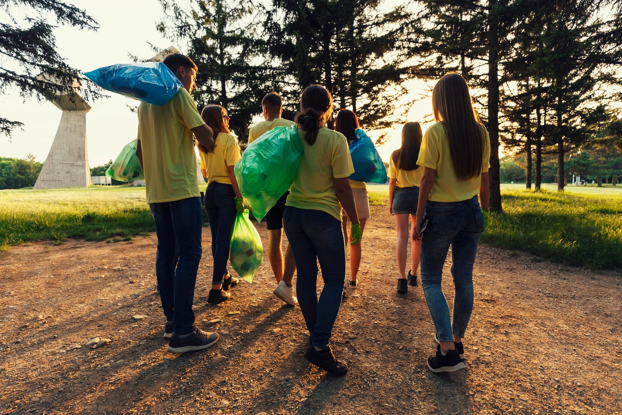 Volunteers participating in a community cleanup